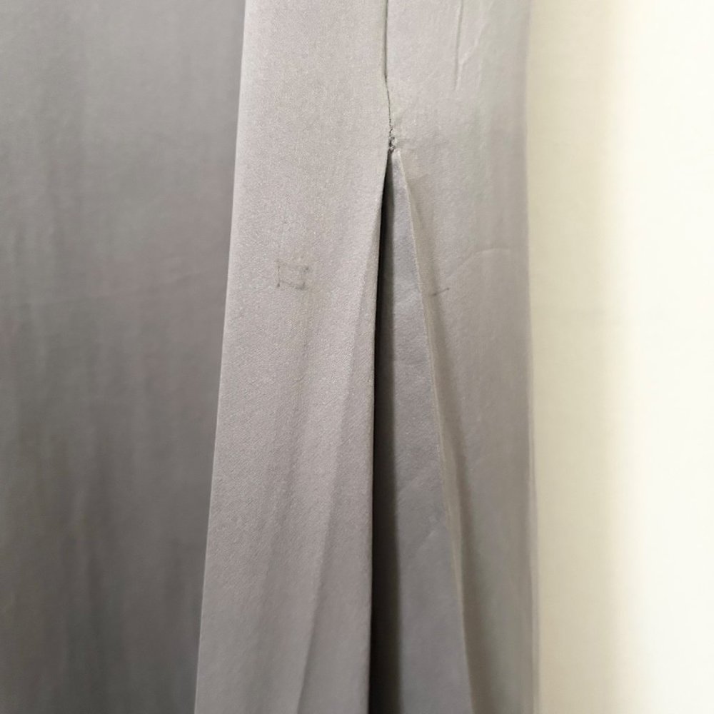 Reiss Hera Gray Tie Waist 100% Silk Maxi Dress with Side Slit - Picture 8 of 8